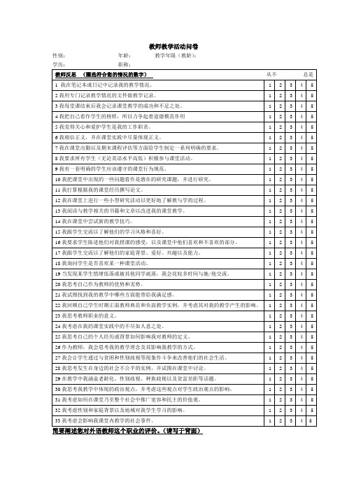 教师反思能力问卷