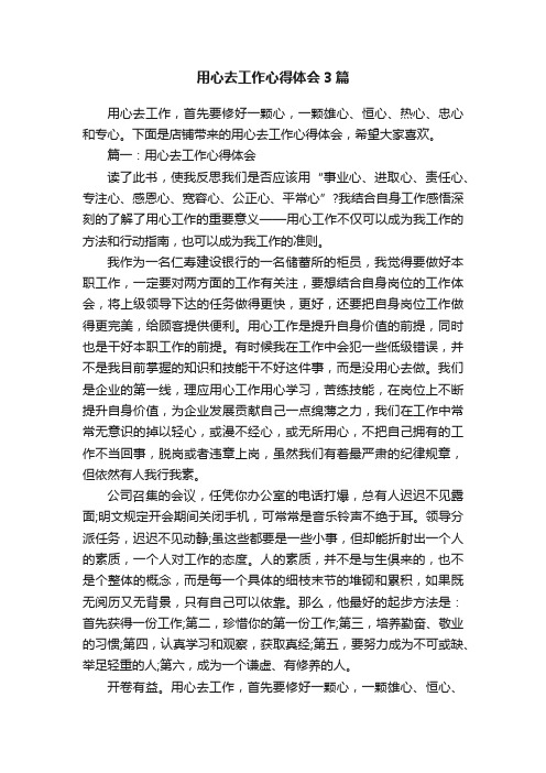 用心去工作心得体会3篇