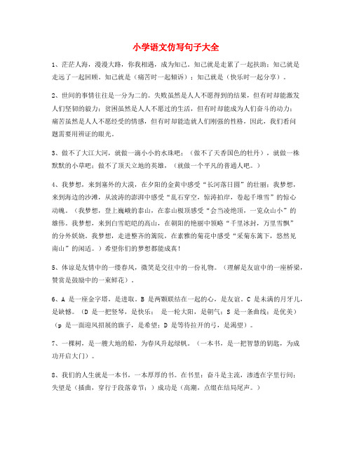 【小学语文仿写句】小学语文仿写句式常考句子小学升初中必练句式