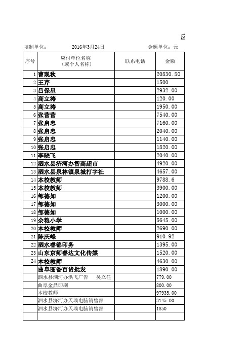 债务清单Microsoft Excel 工作表