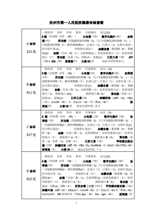 杭州市第一人民医院健康体检套餐