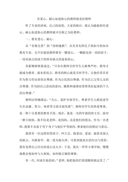 有爱心、耐心加进取心的教师就是好教师
