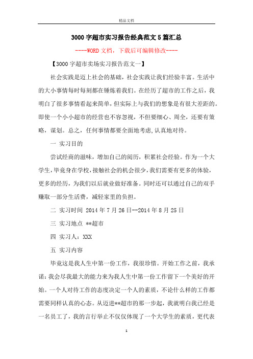 3000字超市实习报告经典范文5篇汇总