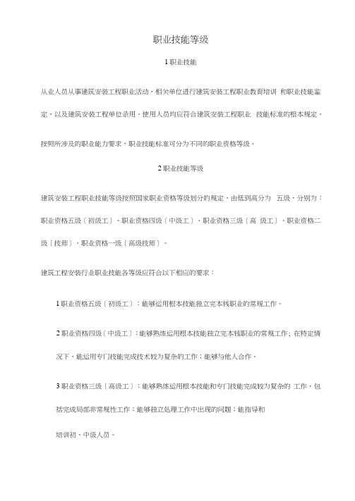 职业技能等级