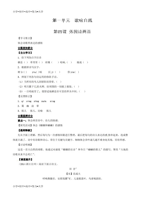 配套K12九年级语文上册 专题04 外国诗两首(讲)(基础版,教师版)(新版)新人教版