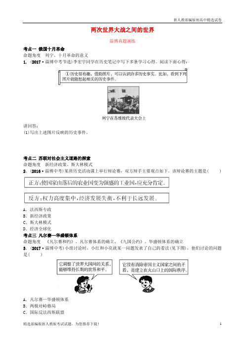 (提分必做)2019届中考历史复习 第十四单元 两次世界大战之间的世界真题演练
