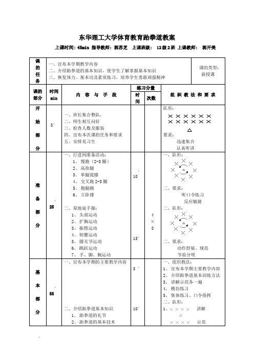 跆拳道教学教案42个