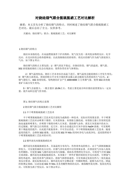 对烧结烟气联合脱硫脱硝工艺对比解析