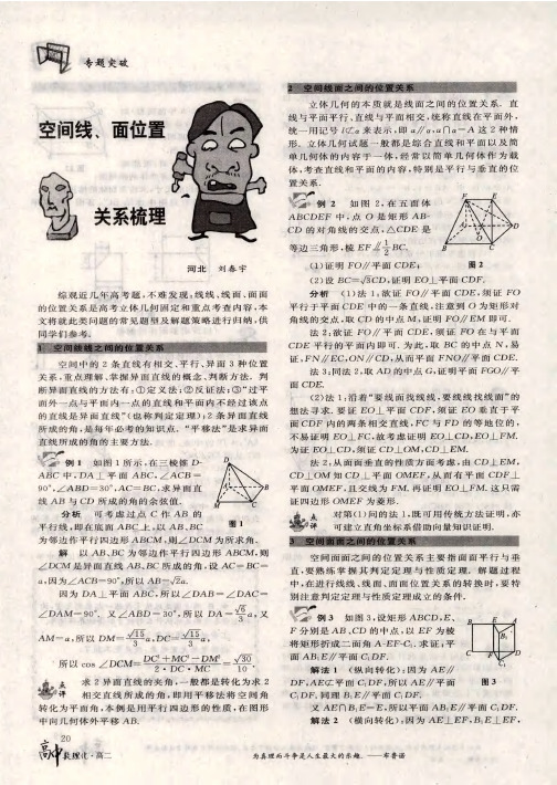 空间线、面位置关系梳理