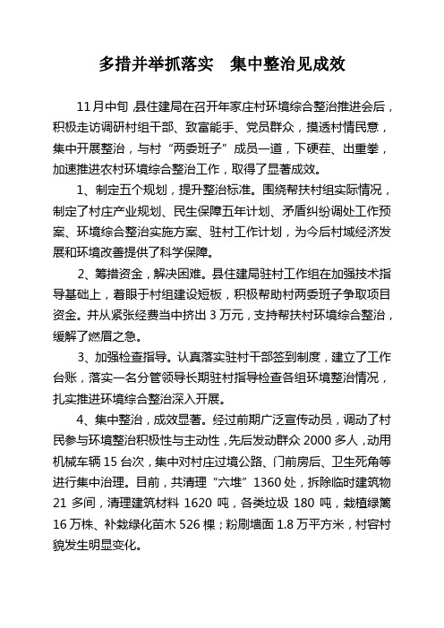 措并举抓落实  集中整治见成效