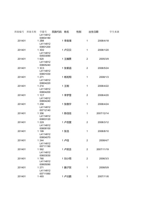 秦庄体测学生基本信息模版