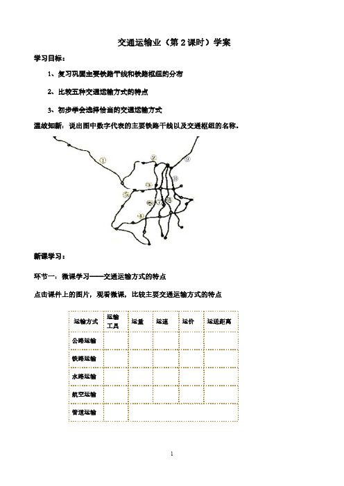 中国地理交通运输业第2课时学案