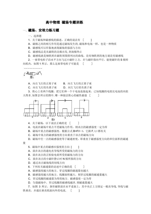 高二物理-磁场专题训练及答案(全套)