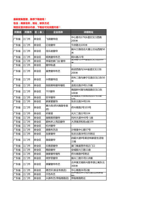 新版广东省江门市新会区窗帘企业公司商家户名录单联系方式地址大全67家