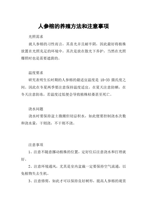 人参榕的养殖方法和注意事项