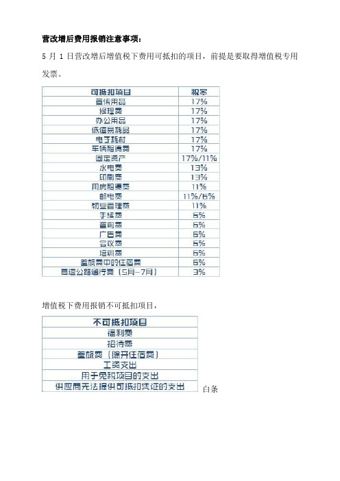 营改增后费用报销事项