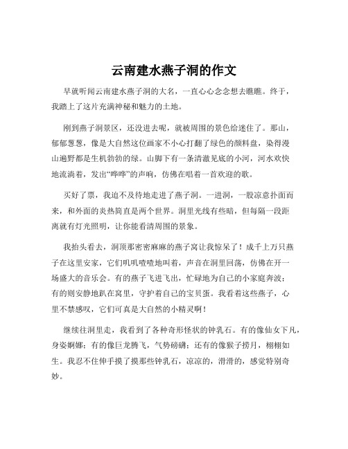 云南建水燕子洞的作文