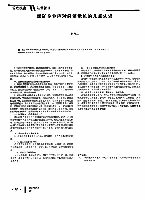 煤矿企业应对经济危机的几点认识