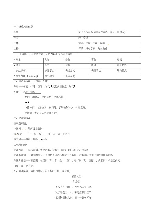 专题01读诗基本法(一)圈点勾画提要勾玄-2019年高三语文诗歌鉴赏要点十讲Word版含解析