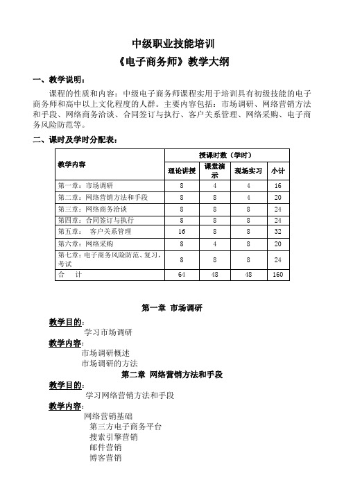 电子商务师教学大岗(中级)