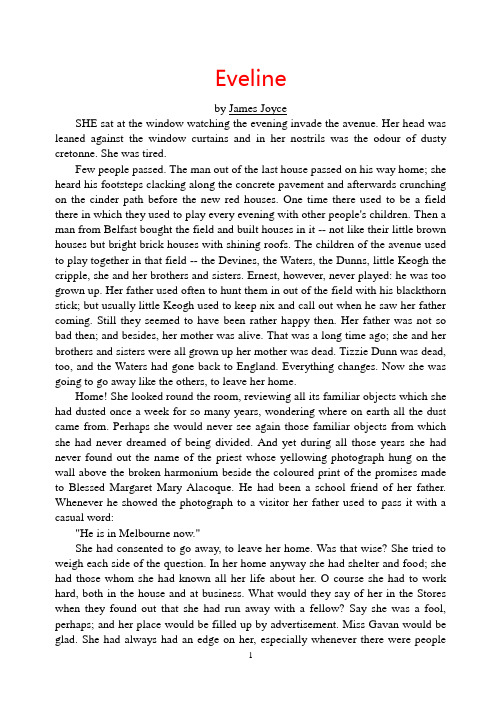 高中生经典英文小说阅读与欣赏系列 Eveline