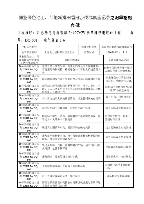 绿色施工实施记录表