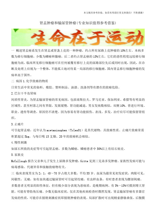 肾盂肿瘤和输尿管肿瘤(专业知识值得参考借鉴)
