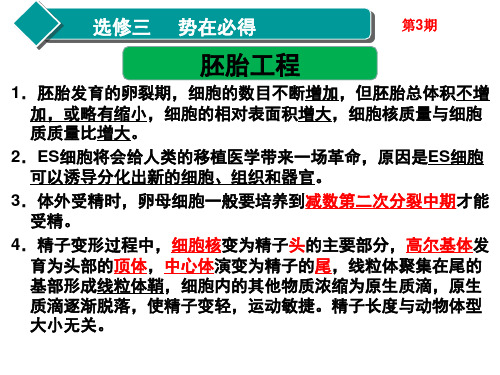 人教版胚胎工程知识背诵