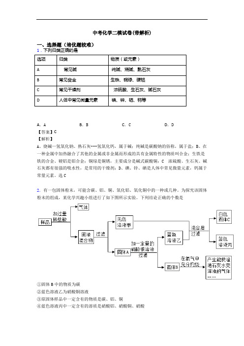 中考化学二模试卷(带解析)
