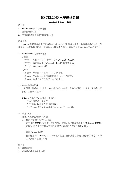 EXCEL2003电子表格系统