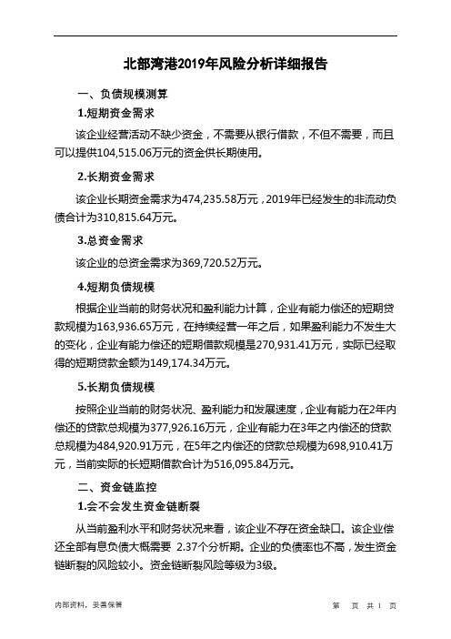 北部湾港2019年财务风险分析详细报告