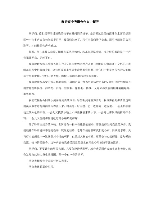 临沂市中考满分作文：倾听