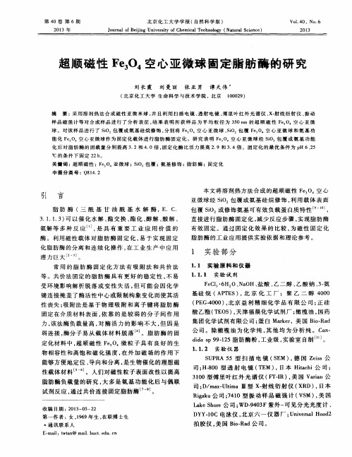 超顺磁性Fe3O4空心亚微球固定脂肪酶的研究