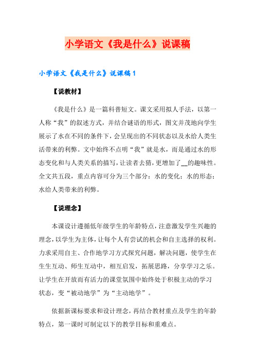 小学语文《我是什么》说课稿