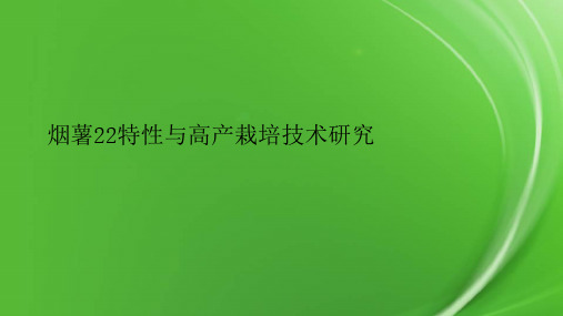 烟薯22特性与高产栽培技术研究