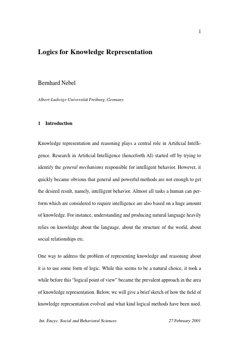 1 Logics for Knowledge Representation