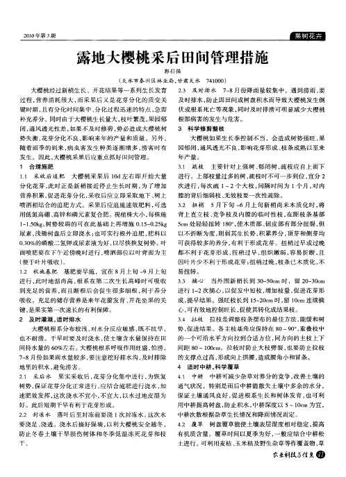露地大樱桃采后田间管理措施