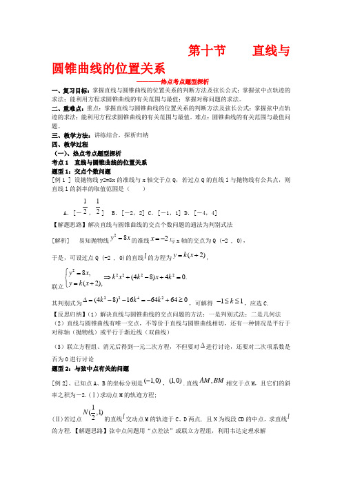 高三数学第十二章 圆锥曲线—直线与圆锥曲线的位置关系2 复习教案