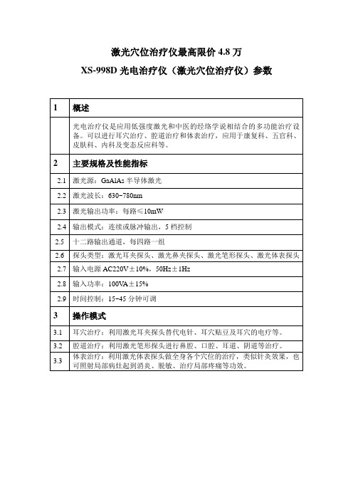 光电治疗仪(激光穴位治疗仪参数)