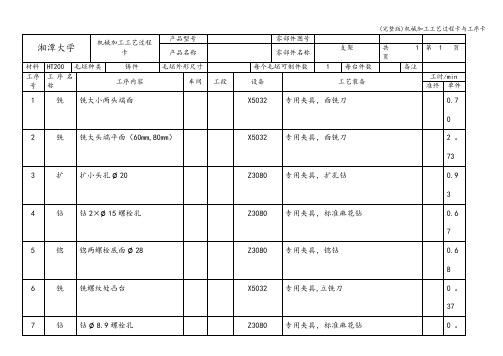 (完整版)机械加工工艺过程卡与工序卡