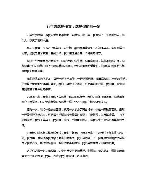 五年级遇见作文：遇见你的那一刻