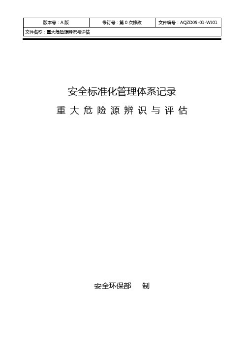 重大危险源辨识与评估