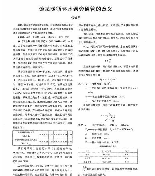 谈采暖循环水泵旁通管的意义