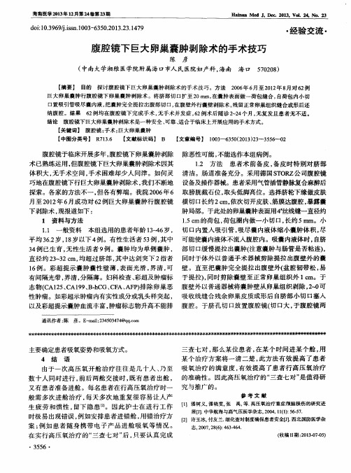 腹腔镜下巨大卵巢囊肿剥除术的手术技巧