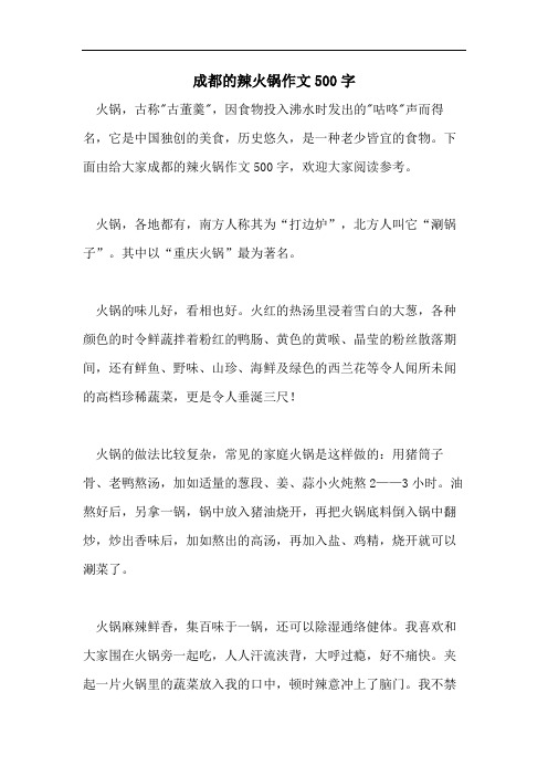 成都的辣火锅作文500字