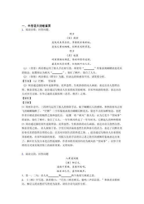 郑州备战中考语文培优 易错 难题(含解析)之诗歌鉴赏