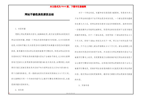 网站不被收录的原因总结