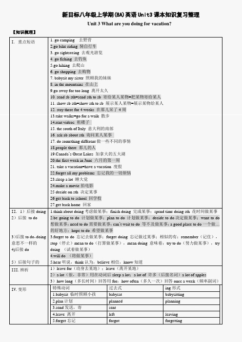 人教版英语八上Unit3知识复习