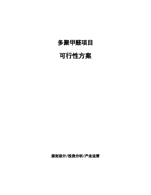 多聚甲醛项目可行性方案