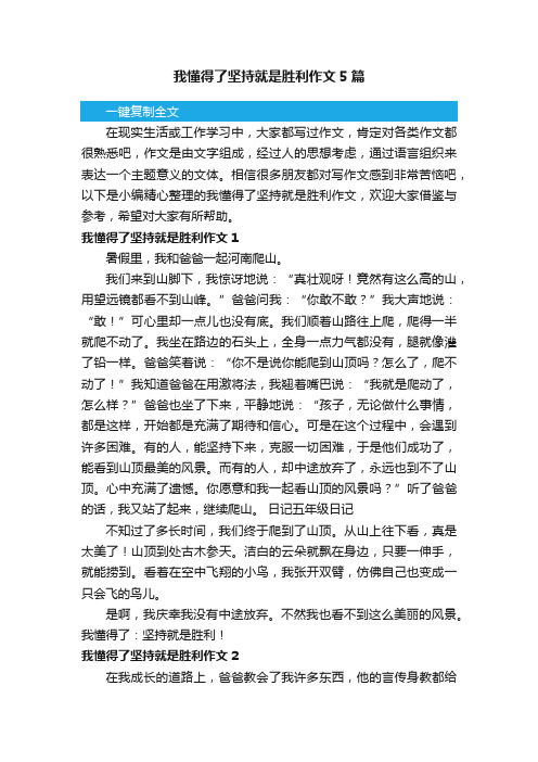 我懂得了坚持就是胜利作文5篇